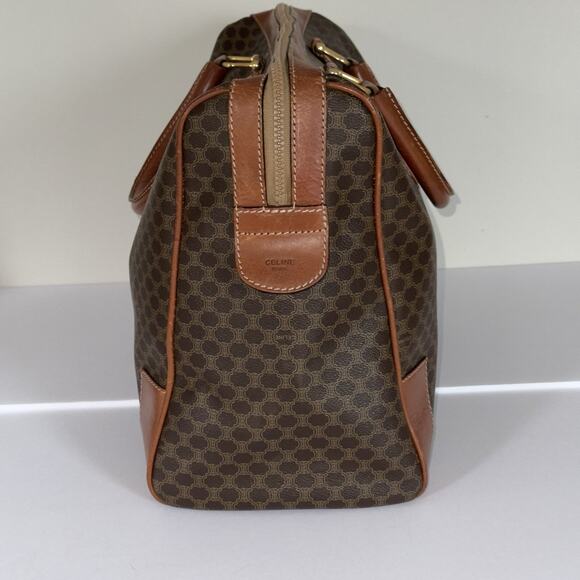 Vintage CELINE Macadam Large Boston Travel Bag Brown Coated Canvas Leather Italy - Picture 4 of 16